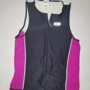 Louis Garneau Black & Magenta Junior Athletic Zip-Front Tank
